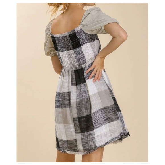 20 Cotton Boho Plaid Dress - Picture 4 of 4